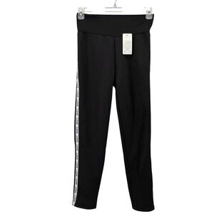 Luna Leggings Black Love Print Stripe High Waist Stretch Women's‎ L/XL Pants
